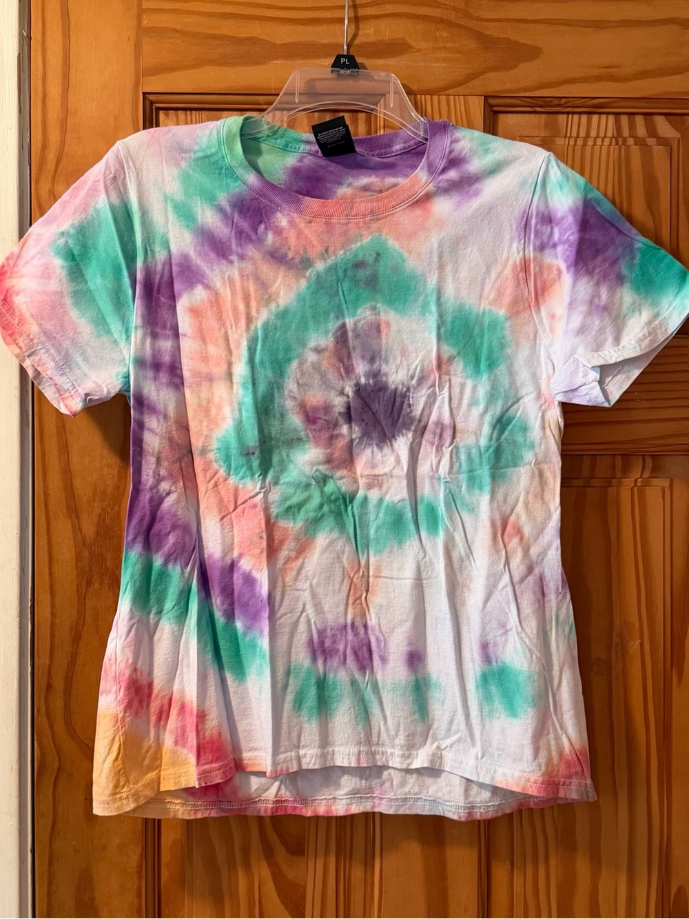 Hanes Tie-Dye Crewneck Tee in Purple, Pink & Mint